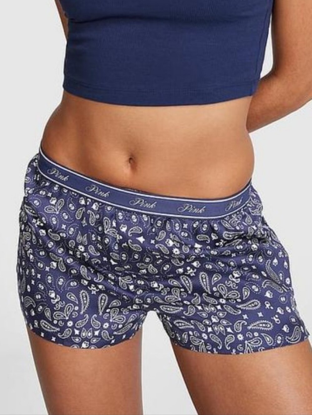 Victoria's secret pink tencel boxy pajama sleep shorts SMALL BLUE